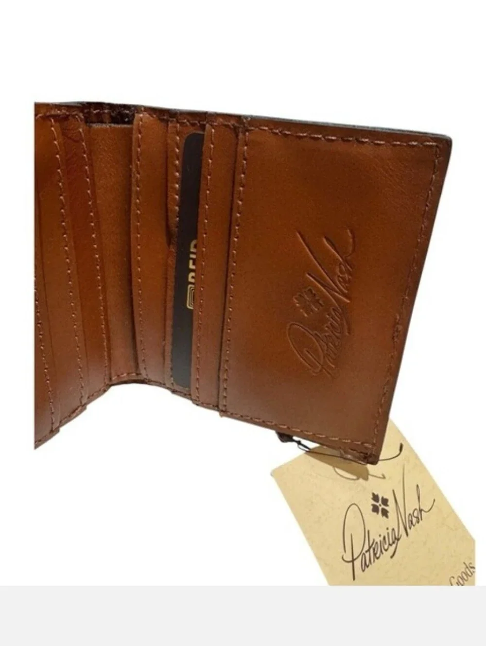 PATRICIA NASH Astra Compact Wallet Tan $99 Retail NWT